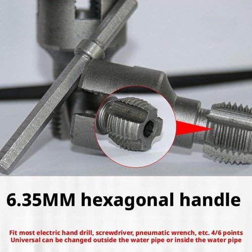 QAOlDH 2025 New Pipe Thread Cutting Tool,Integrated Internal & External Pipe Threading Tool,Electric Drill Compatible PVC Pipe Threader Kit,1/2" (DN15) 3/4" (DN20) Pipe Sizes Rethreading Tool