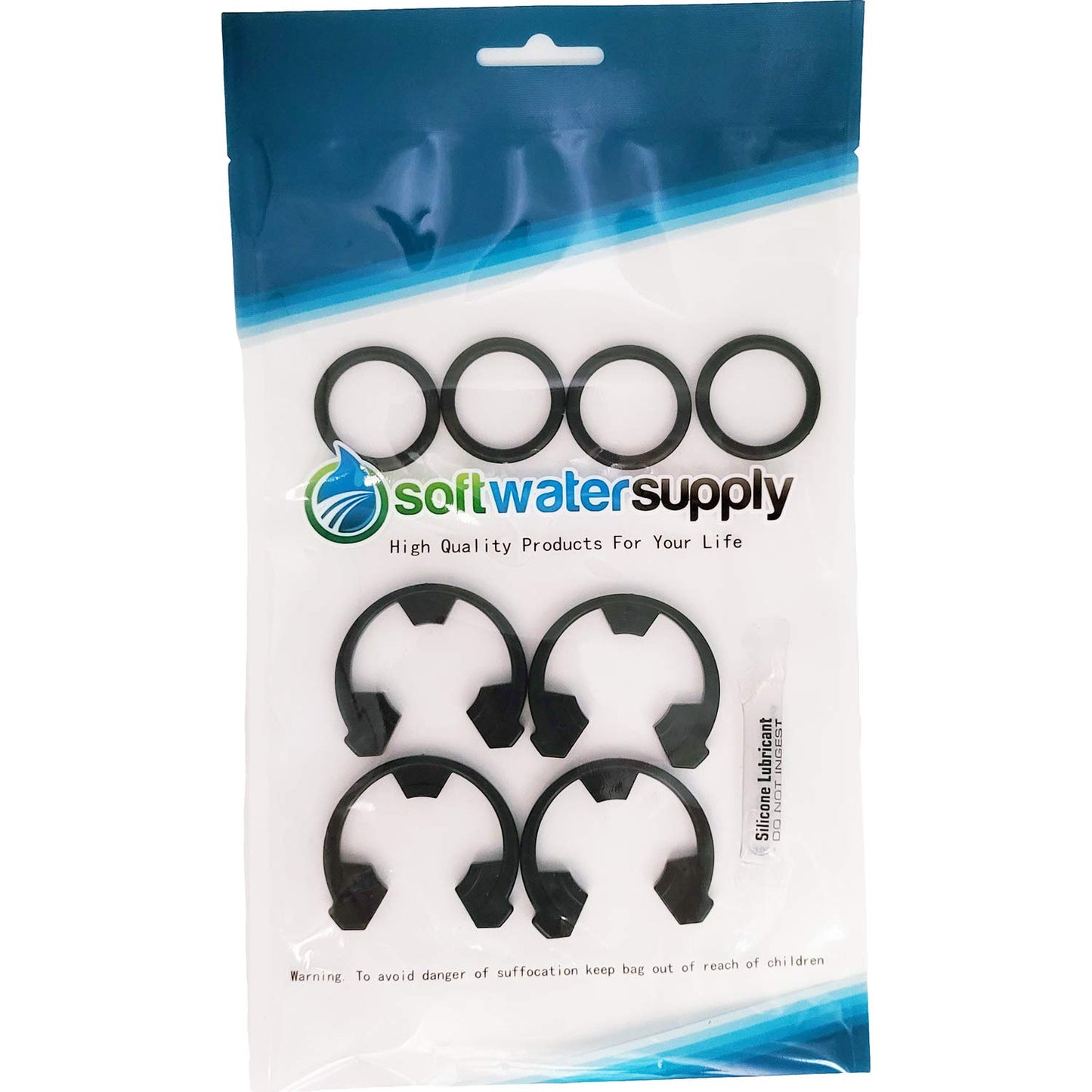 Authentic OEM Water Softener Kit - Clip 7116713 and O-Ring 7170288 - 4 Each - Includes Silicone O-Ring Lubricant