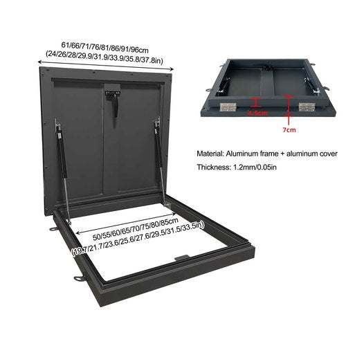 VOLDAX Heavy Duty Commercial Roof Access Hatch Emergency Escape Hatch Cover, Easy Open Roof Hatch with Support Rods, Sealed Roof Access Door for Warehouses(96 * 96cm/37.8 * 37.8in)
