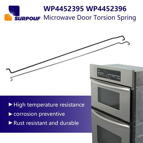 WP4452395 WP4452396 Microwave Door Torsion Spring 4452395 4452396 (Left and Right, Stainless Models) for Kitchen Aid Whirlpool