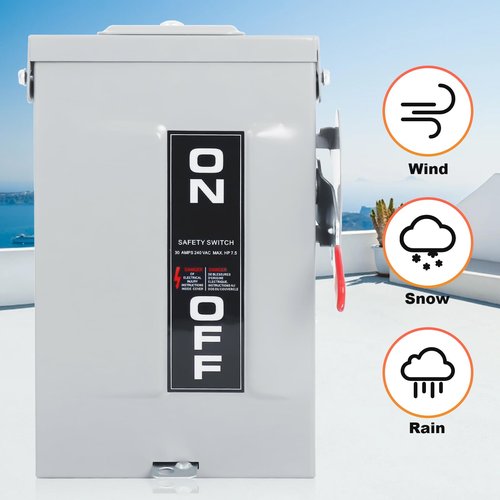 LIGEFOY 30 Amp Disconnect Switch,3 Pole Safety Switch,Indoor&Outdoor,Galvanized Steel，Anti Corrosion and Rust Prevention，Non-Fusible,Meeting NEMA 3R Standards