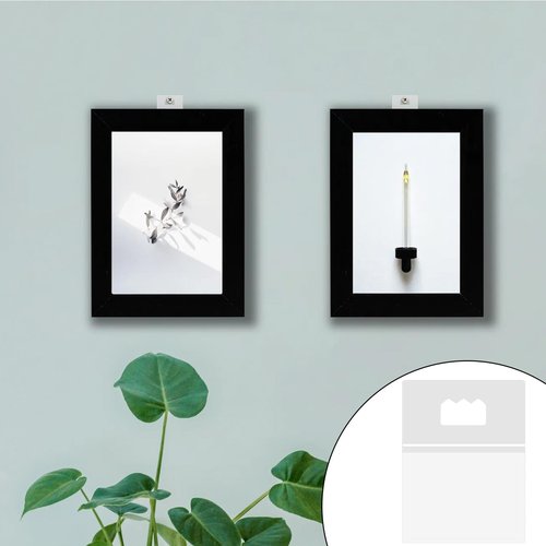 30PCS Adhesive Picture Hangers Without Nails, Plastic Sawtooth Wall Hangers, No Nail Stick on Poster Hanging No Hole Damage Free Picture Hanger Frame Hooks for Back of Frames