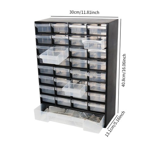 Drawer Storage Cabinet Organizer,Garage Organization with 33 Compartment Tool Box Container for Hardware Beads Parts Screws Scrapbook Crafts Beads Makeup (Black)
