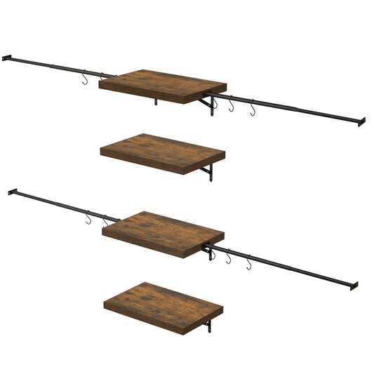 YITAHOME Wall-Mounted Clothing Rack with Shelves, 4 Adjustable Clothing Haning Rods
