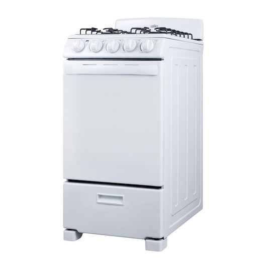 Summit 20” Gas Range, 4 Burners, Full 2.3 cu.ft Oven - (ADA Compliant) - RG200WS