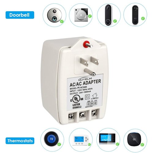 24VAC 40VA Plug in Transformer,Doorbell Transformer Compatible with All of Doorbell，Nest, Ecobee, Sensi and Honeywell Thermostat