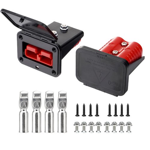 Venussar 175A Battery Quick Connect/Disconnect Electrical Connector Plug for 1/0 Gauge Cable, with Flush Mount Dust Cover, Anderson Plug for UTVs ATVs RVs Trucks Boats, Pack of 2