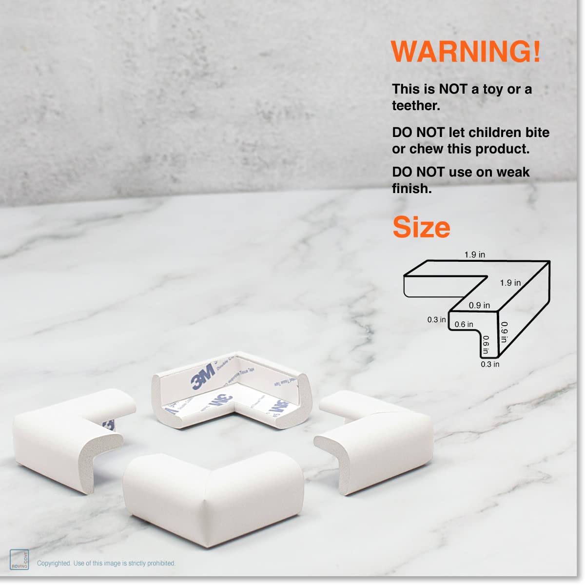 Roving Cove Slimfit Corner Edge Protector for Baby Proofing (Small 18ft Edge 8 Corners), Furniture Safety Bumper Guard, Soft NBR Rubber Foam, 3M Adhesive, Oyster White (Off White)