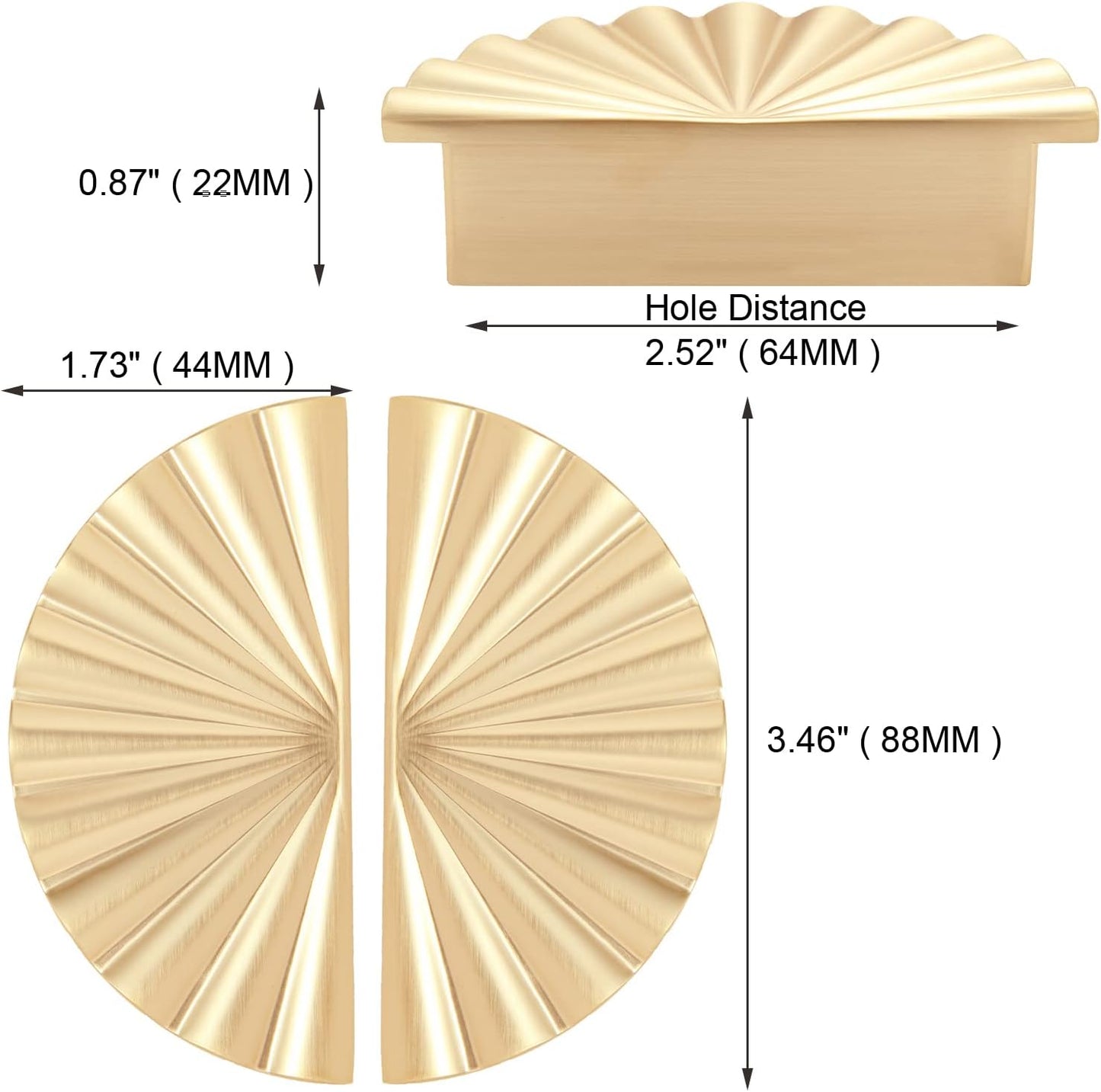 6 Pack Gold Kitchen Cabinet knobs and Pulls - Brushed Gold Zinc Cupboard Drawer Handles for Dresser Drawers