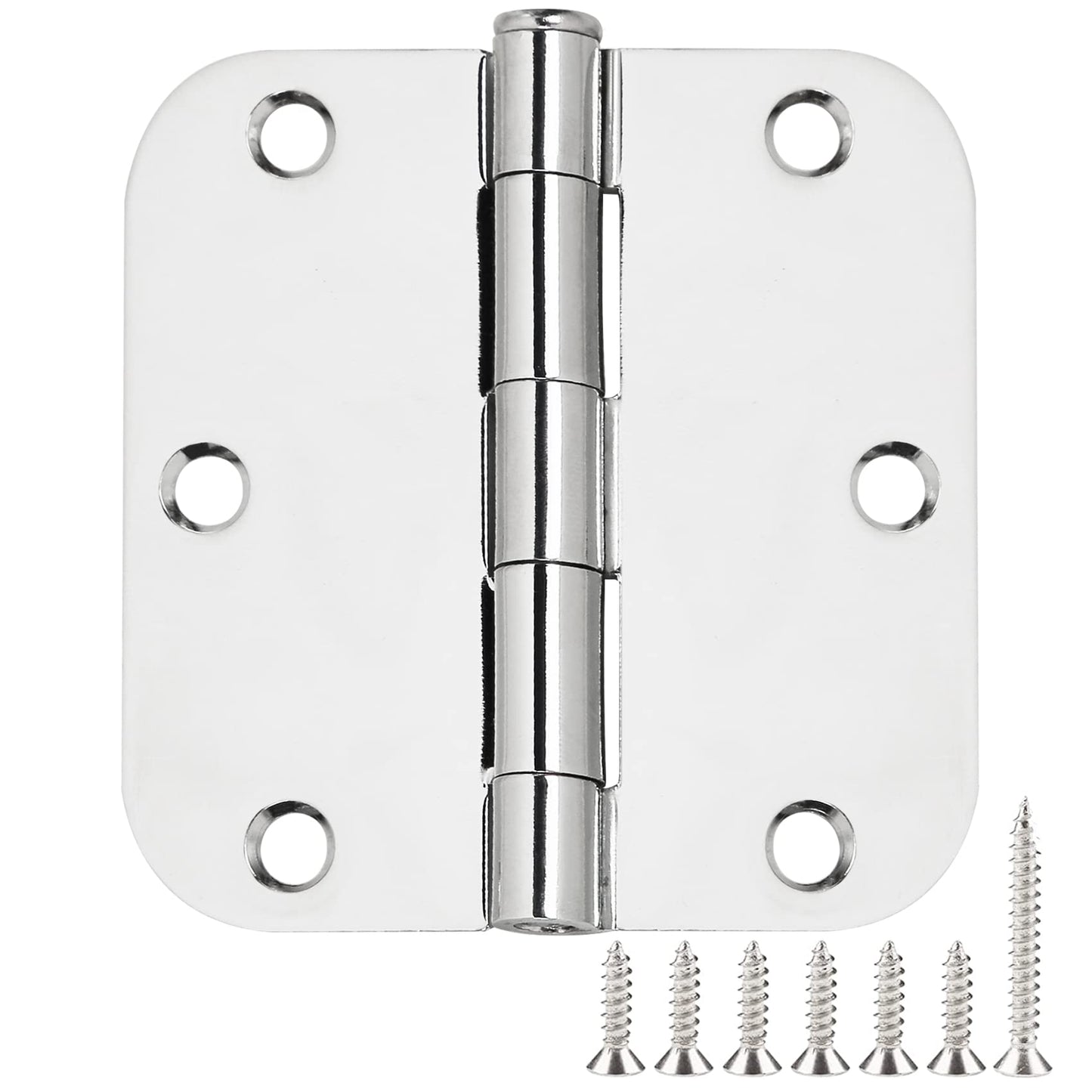 42 Pack Interior Door Hinges Polished Chrome 3.5 inch X 3-1/2" 5/8 Radius,3 ½"Bright Sliver Round Standard Hinge for Doors DIY Assembly Bifold Table Hardware Kit Home Accessories House Eseentials