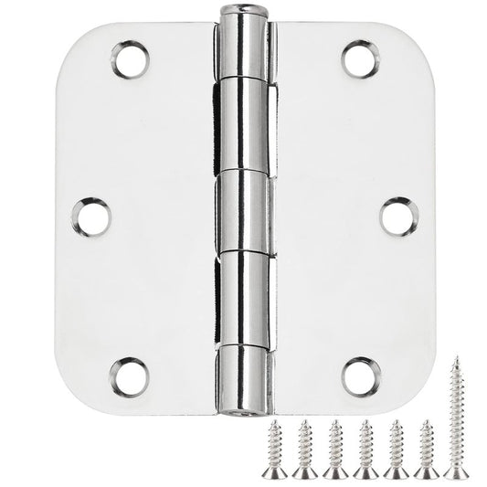 42 Pack Interior Door Hinges Polished Chrome 3.5 inch X 3-1/2" 5/8 Radius,3 ½"Bright Sliver Round Standard Hinge for Doors DIY Assembly Bifold Table Hardware Kit Home Accessories House Eseentials