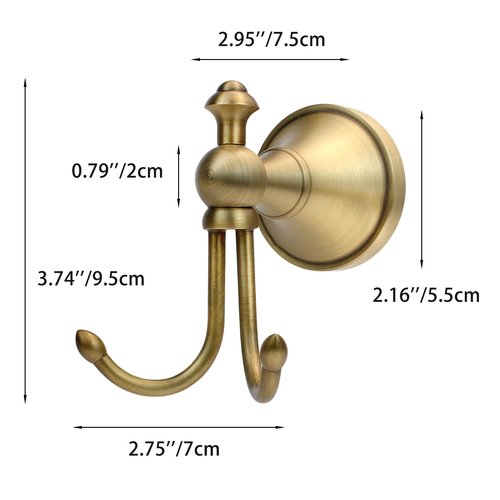 QULYEA Antique Brass Towel Hook,Vintage Brass Wall Hooks Wall Mounted,Robe Hooks for Bathrooms Accessories