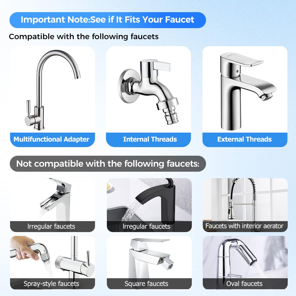 Rotatable Faucet Aerator Extension, 2026 New Universal Sink Faucet 1440° Rotatable Faucet Aerator Extension, U Shaped Faucet Extender, 360° Rotating Faucet Extender for Bathroom Sink/Kitchen (3 PCS)