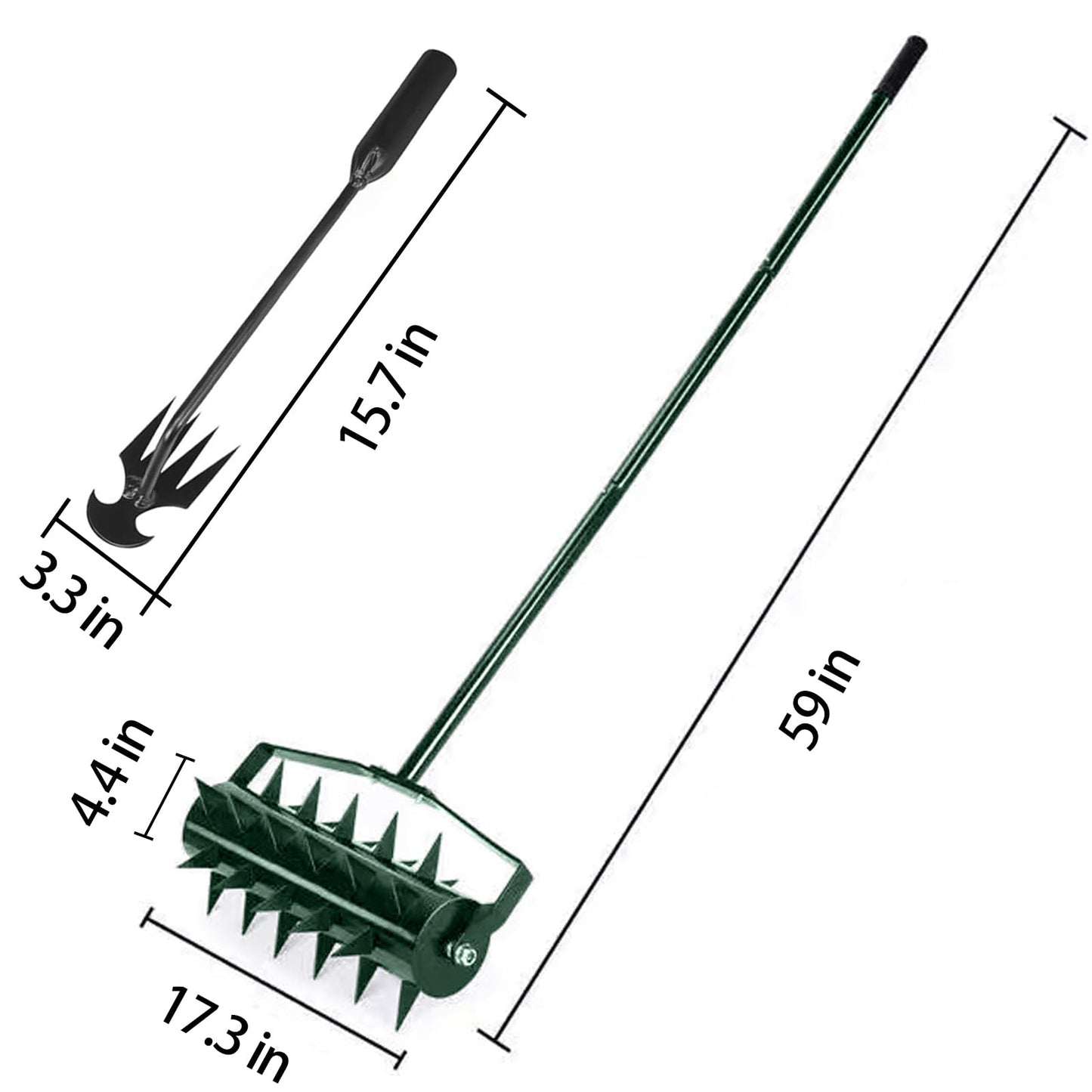 Maigandamai Gardening Lawn Aerator Tool, Rolling Lawn Aerator with 49 Inches Handle, Upgraded Heavy Duty Aerator Lawn Soil Penetrator Spikes