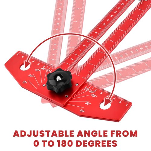 Woodworking Scriber Marking Line Ruler, 13.7"/35cm Adjustable T-Square Ruler with Dual Imperial/Metric Scales, Aluminum Alloy Sliding Square Ruler for Measure Angles, Position, Draw Lines