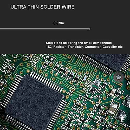 Ultra-Thin Solder Wire 0.01in 0.3mm Rosin Core Flux 2.5, Lead Free Solder Wire Sn99 Ag0.3 Cu0.7 Flow 50g Electronics Soldering Electric Solder