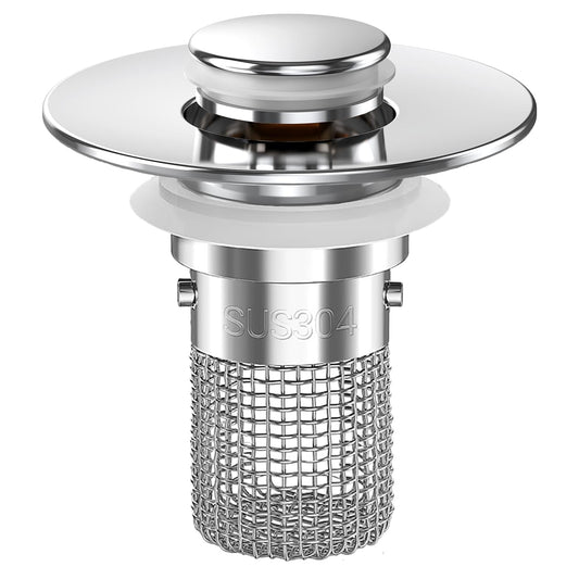 Bathroom Sink Drain Strainer, Pop-up Sink Drain Strainer with Removable Stainless Steel Strainer Basket Hair Catcher, Bathroom Sink Strainer for Bathroom Sink Stopper Replacement(1PCS)