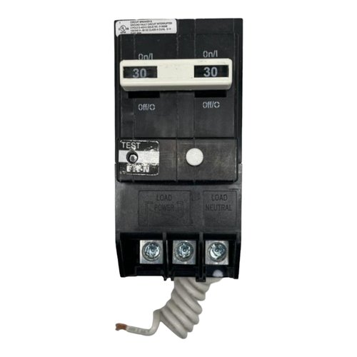 Eaton BRN230GF BR GFCI Circuit Breaker, Ground Fault, Pigtail Neutral, 30 A, 10 KAIC, Two-Pole, 120/240 V