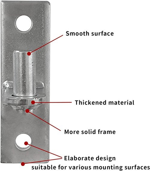 2 Pack Wall Mount Gate Hinges, Heavy Duty Wall Plate Hinges, Outdoor Chain Link Fence Gate Hinges Fence Post Link Gate Hinge, with 5/8 Hinge Pin (Screws Not Included)