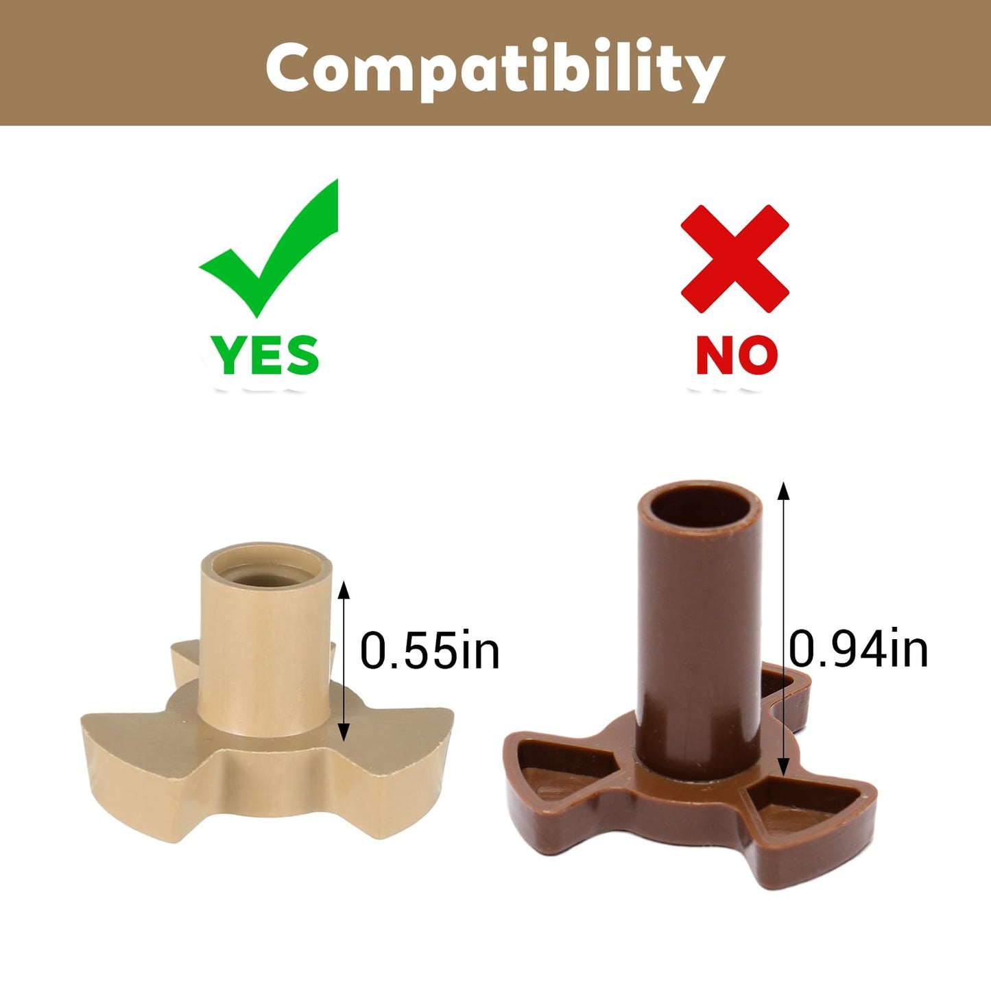 2 PCS Microwave Turntable Coupler, Microwave Oven Turntable Roller Guide Support Glass Tray Drive Coupling Replacement, Microwave-Oven Roller Guide Support for Microwaves Plates Shaft Length 0.59inch