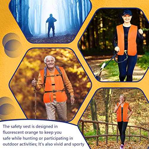 Tarpop 2 Pcs Medium Unisex Adult Orange Hunting Vest for Men Women Blaze Orange High Visibility Safety Hunting Vest