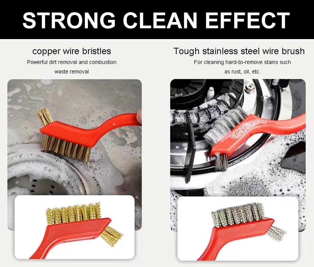 Rust Remover Brass Brush, 3 Pack Small Wire Brass Brushes for Cleaning, Brass-Coated Brush Tool Rust Remover for Metal