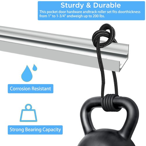 Bifold Door Hardware with Track, Bi-fold Closet Door Hardware Repair Tool Kit, Included Top Guide Wheels, Top Pivot, Bottom Pivot, Spring, Metal Pivot Pin and Steel Track (60 inch)