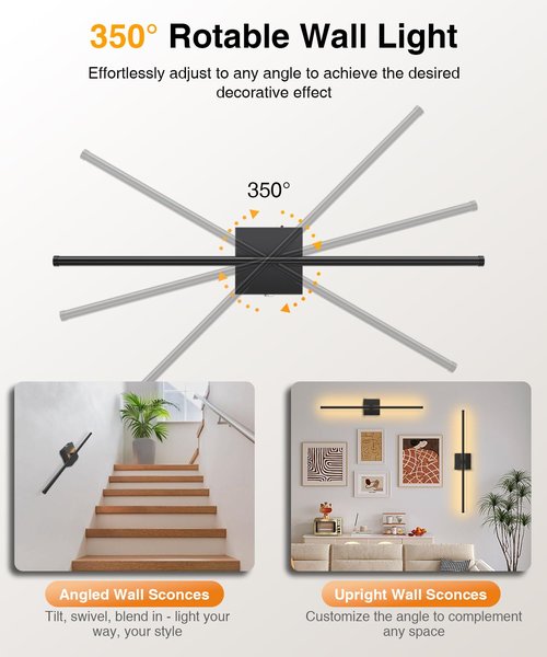 Abovizo 28.3" Battery Operated Wall Sconces Set of Two, 3 Color Dimmable, 15000mAh Rechargeable Wall Sconces Set of 2 with Remote Control, Wireless Wall Lights for Bedroom, Living Room, Hallway