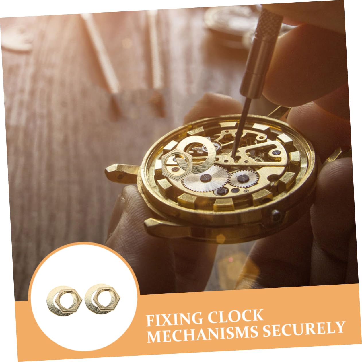 Unomor 10 Sets of Nut and Washer Wall Clock Repair Kit Quartz Mechanism Fittings for DIY Clock Assembly Replacement Parts for Clock Maintenance and Repair