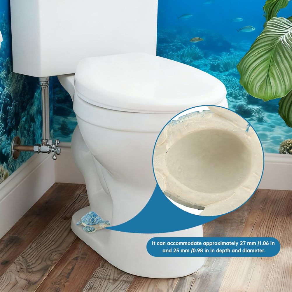 2Pcs Turtle Toilet Bolt Covers Decorative, Sea Turtle Ceramic Bolt Screw Covers, Bathroom Bowl Bol-t Decor, Toilet Knob Covers Easy Installation Bathroom Replacement Parts