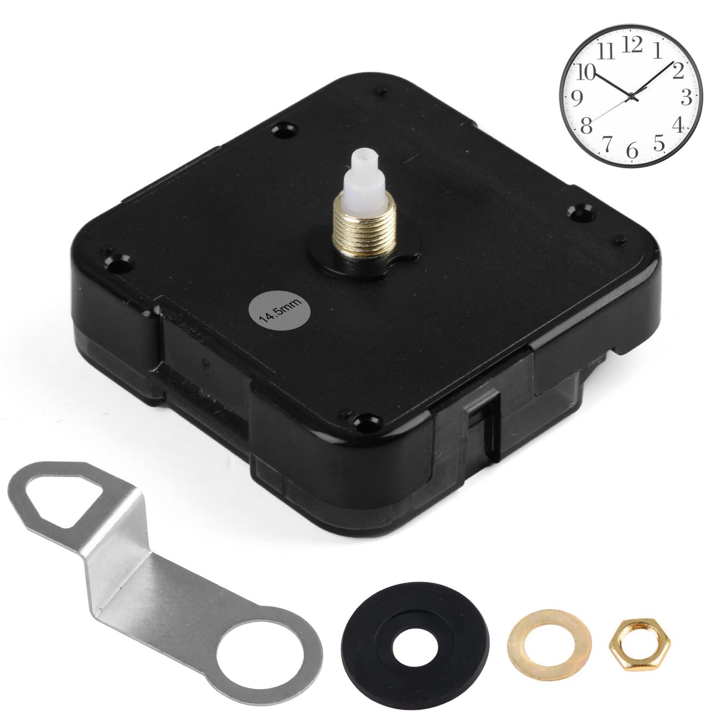 Quartz Clock 12888 Movement Replacement Set, Battery Operated Axis Shaft High Torque Clock Parts Suitable with Thread and Seconds Hand Motor Repair Parts and DIY(Total Shaft Length 14.5mm)
