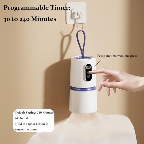 Lecsaf Portable Clothes Dryer with Timer, Portable Dryer with 360° Hot Air Technology & Dry Bag, Quiet Operation Mini Laundry Dryers, 30-240 Min Timer, for Travel, Apartment, RV, Dorm