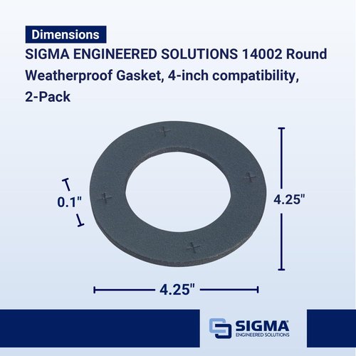 SIGMA ENGINEERED SOLUTIONS 14002 Round Weatherproof Gasket, 4-inch Compatibility, Black, 2-Pack