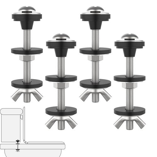SATUY 4 Pcs Universal Toilet Tank to Bowl Bolts Kit, Heavy Duty Stainless Steel Toilet Tank Bolts with Stainless and Rubber Washers Gasket for Toilet Mounting and Repair