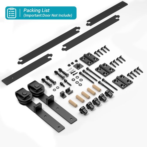 BONIKLUBA 36" Bi-Folding Sliding Barn Door Hardware Track Kit,Smoothly&Quietly,Side Mounted Black Roller,Easy Install,Door Not Included [Fit Double 16" Bifold Doors]