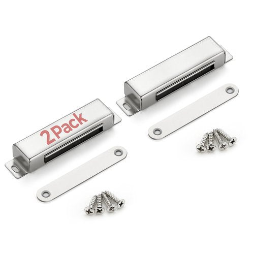 Ravinte Cabinet Door Magnets, 90lbs Strong Magnetic Door Catch, Heavy Duty Magnet Latch, Closet Door Magnetic Catch, Concealed Magnets for Cabinet Doors Cupboard Drawer Wardrobe Closet, 2 Pack Silver