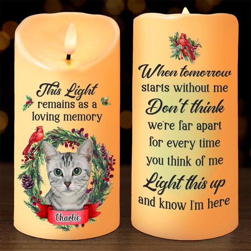 Joy Crafters Custom Photo Unconditional Love Has A Furry Face, Pet Personalized LED Memorial Candles, Dog Memorial Gifts for Loss of Dog, Christmas Birthday Gift for Pet Lovers, Cat Sympathy Gift