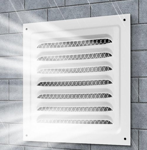 2pcs Attic Vent Soffit Vent Aluminum Wall Vent Metal Shed Vent Square Vent Louver Vent Grille with Built-in Insect Screen for Exterior Door House Attic Garage Ceiling (White 6" x 6"-2 Pack)