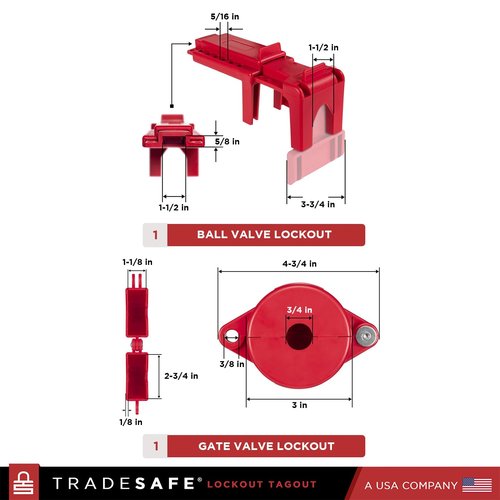 TRADESAFE Professional Lockout Tagout Kit - Loto Locks, Gate Valve Lock, Ball Valve Lockout, Circuit Breaker Locks, Hasps, Plug Lock, Cable Loto, Tag Out Tags and Ties Set (1 Key Per Padlock)