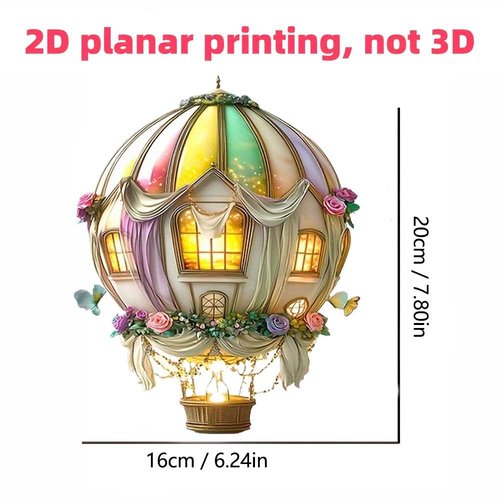 Hot Air Balloon Solar Lantern with Flickering Flame Light, Solar Hot Air Balloon Model, Glass Outdoor Solar Hanging Lights Waterproof, for Garden Yard Farmhouse Patio Pathway Decoration