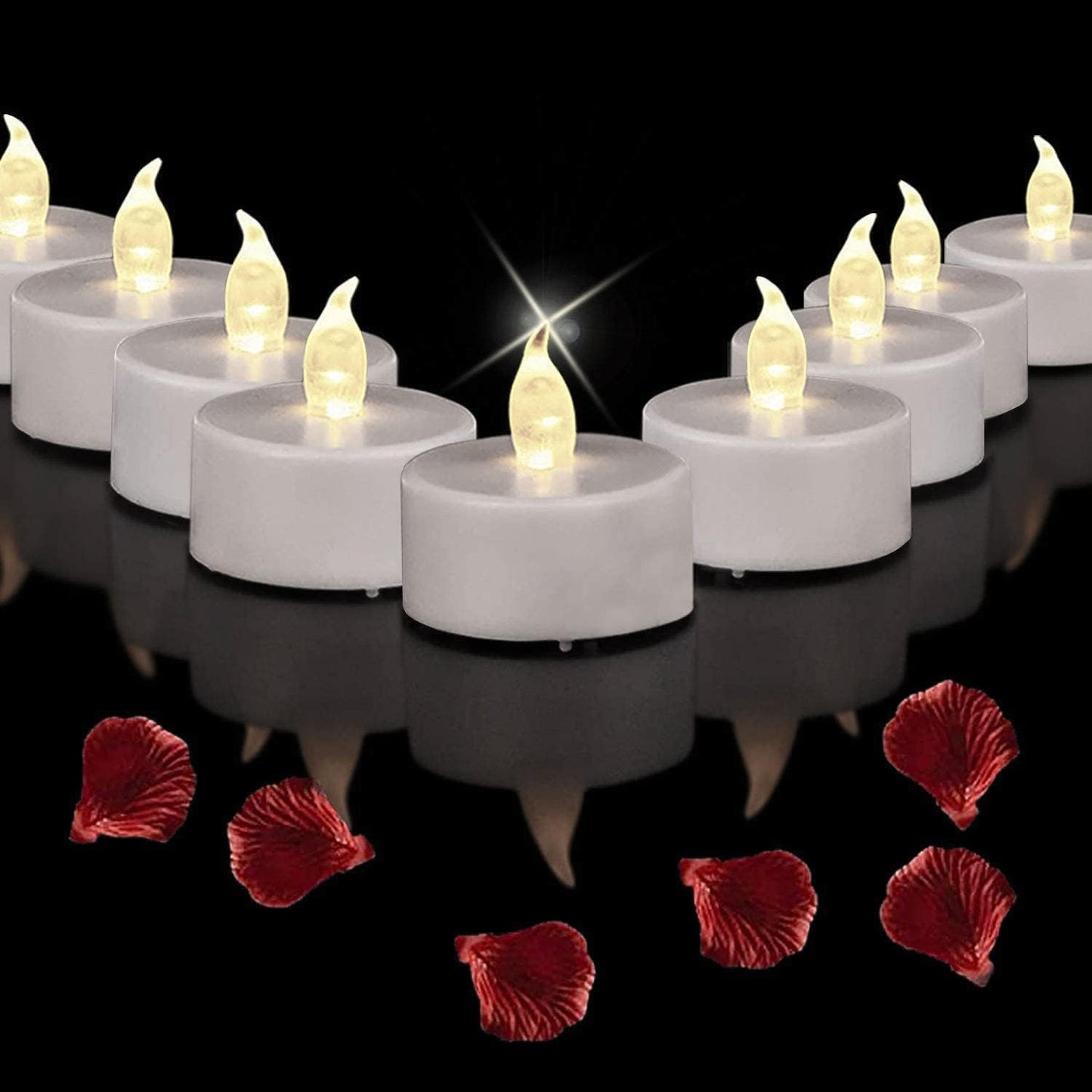 LED Tea Lights Flameless Candles: Battery Operated Bulk 24-Pack Realistic and Bright Flickering Long Lasting 200 Hours Electric Tealight Candles for Home Decor Halloween Christmas Wedding (White)