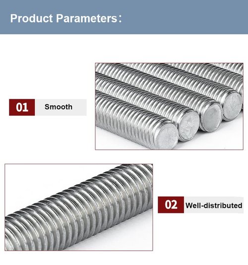 HiPicco M5 x 400mm Fully Threaded Rod & Studs, 304 Stainless Steel Right Hand Threads Rods, M5-0.8 Thread Pitch for Anchor Bolts, Clamps, Hangers and U-Bolts 4 Pack【with Nuts】