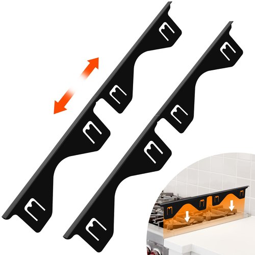 Stainless Steel Stove Gap Covers, 2 Pack Retractable Stove Gap Filler(13.8"–27.5" Length), Stove Guard for Kitchen Oven Gap Between Stovetop and Counter, Easy Clean & Heat Resistant, 2PCS, Black