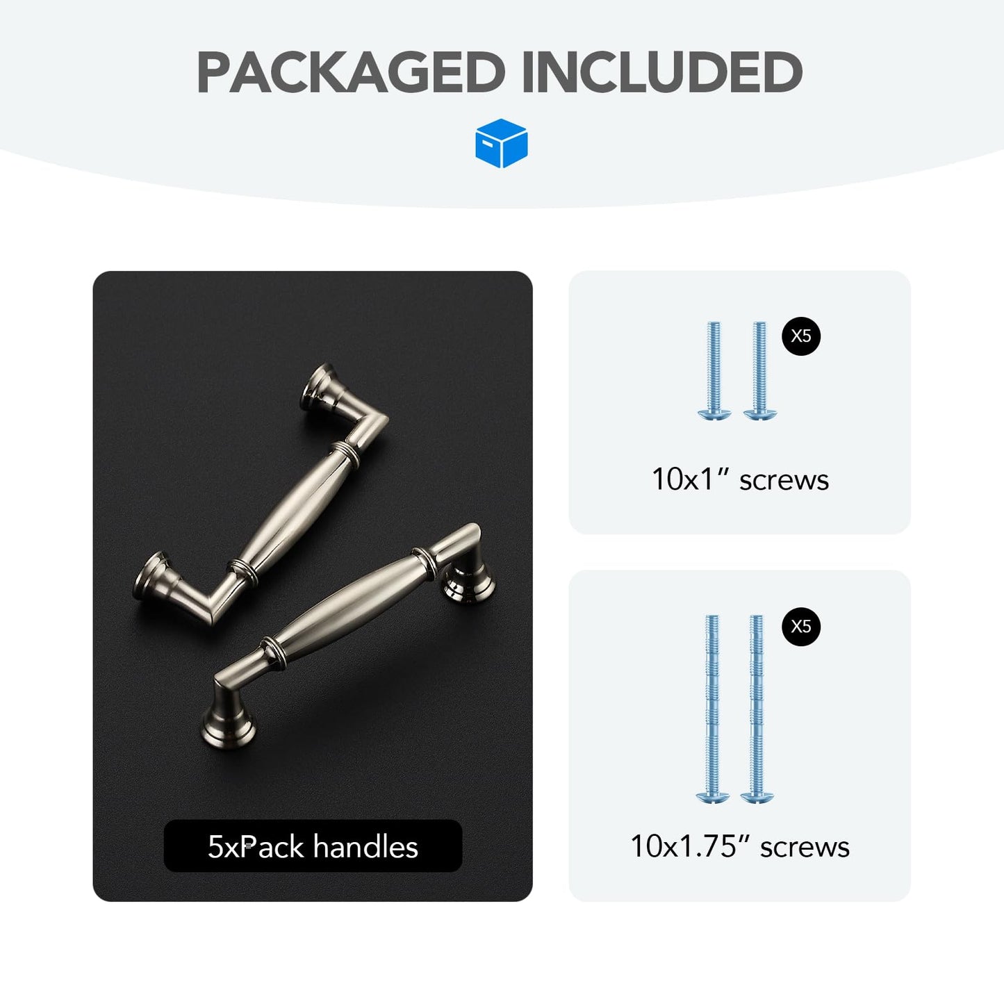 HOME EDIT 5 Pack 3 Inch Brushed Nickel Cabinet Handles Solid Zinc Alloy Pulls for Kitchen, Dresser, Closet & Bathroom Cabinets Hardware