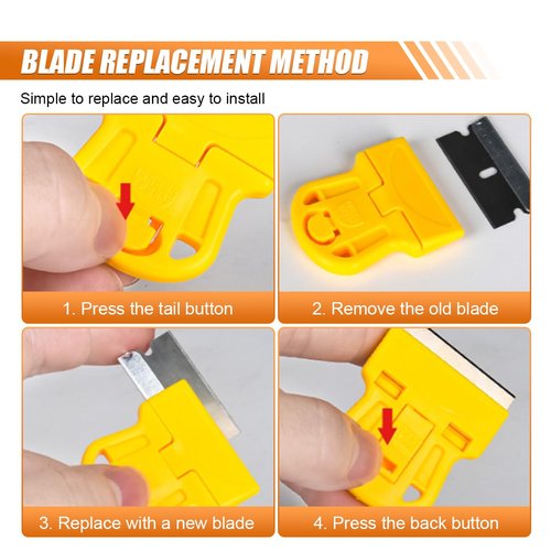 ZIMISI 2PCS Razor Blade Scraper Tool Set, Mini Car Paint Remover with 10 Plastic Blades & 10 Metal Blades, Vehicle Adhesive Cleaning Tool for Removing Labels, Stickers Taping on Window, Oven