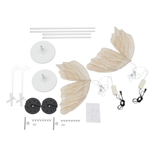 MARTEXBUY Butterfly Decorations, 2PCS LED Butterfly Floor Lamps Lights, 57.5-70.1" Adjustable Height Creative Hanging Decoration Props for Wedding Party Photography Event