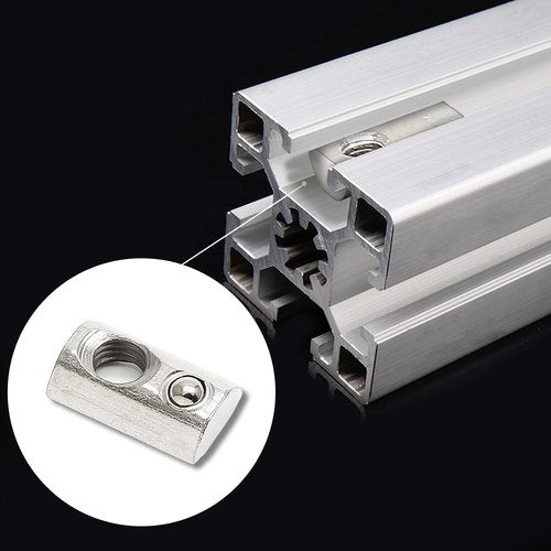 Rierdge 50 Pcs 2020 Series M5 Half Round Roll in Spring T Nuts, Roll in Spring Loaded T Nut for European Standard 20 Series 6mm T-Slot Aluminum Extrusion Profile