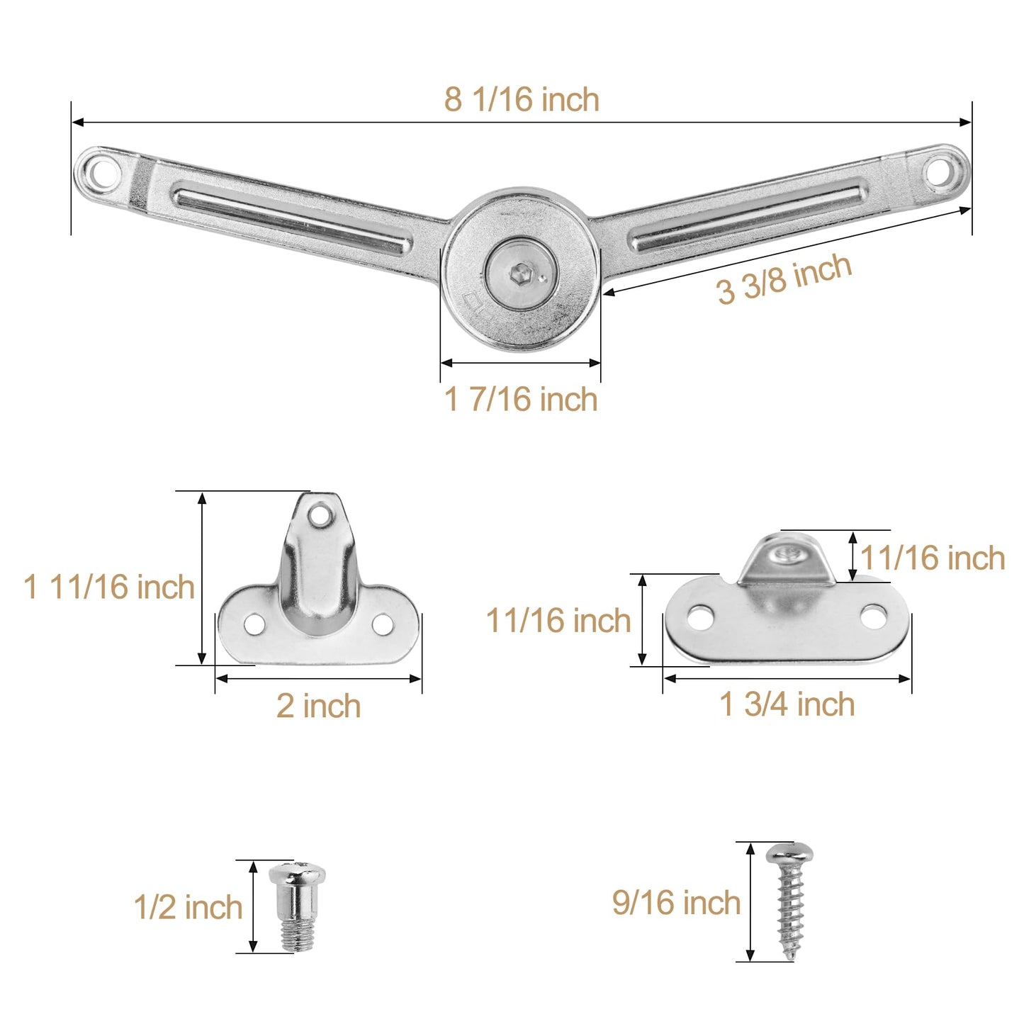 2 Pack | Soft Close Hinges for Wooden Toy Box - HBL' Lid Stay Hinges for Chest & Cedar Storage Box, Zinc Alloy, Adjustable Tension for Safe & Smooth Soft Closing.