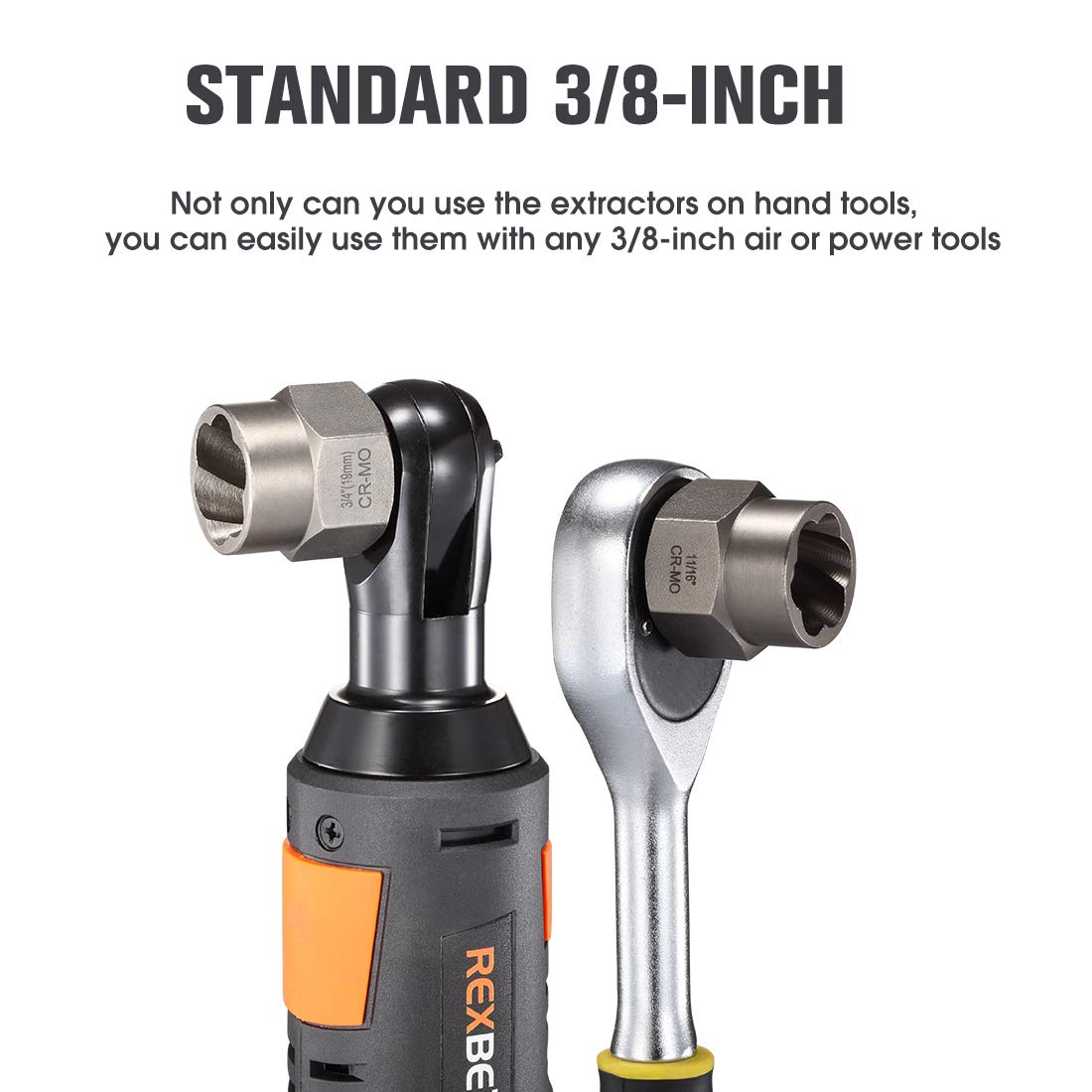 REXBETI Impact Bolt & Nut Remover Set, 13+1 Pieces Bolt Extractor Tool Set with Solid Storage Case