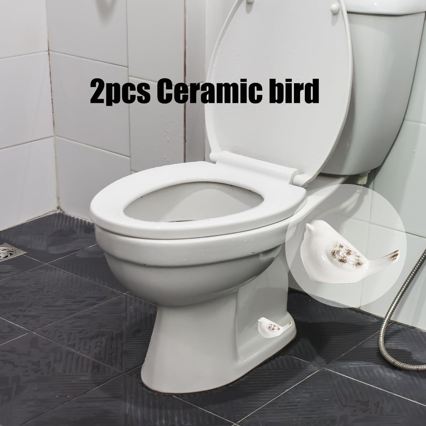 2 Pcs Ceramic Bird Toilet Floor Bolt Caps, Cute Animal Toilet Bolt Covers Decorative for Bottom, Decorative Bathroom Easy Installation（Bird-White01